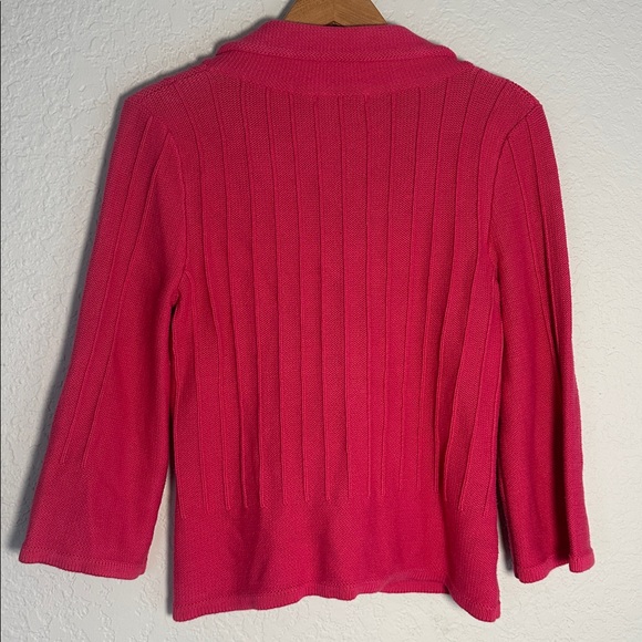 CAbi Hot Pink Cranberry Gem Flower Cardigan Sweater Rosette Crystal Valentines - Picture 8 of 8